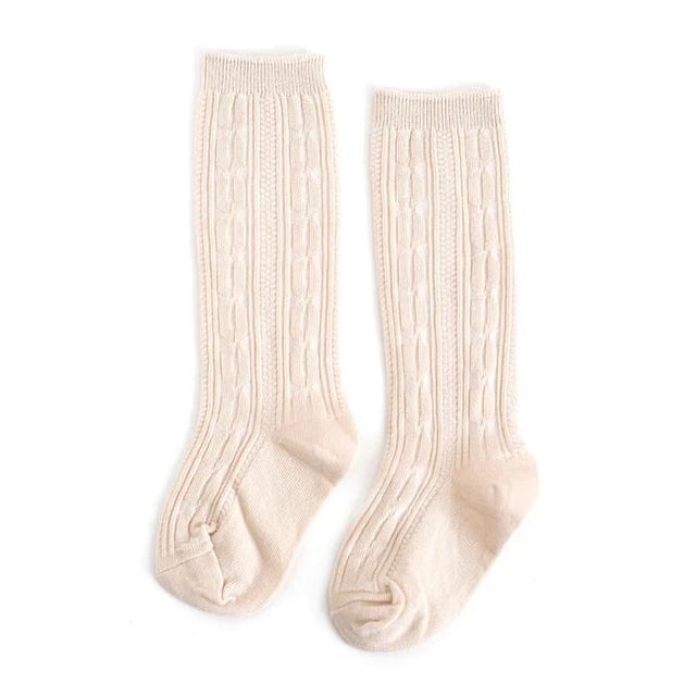 Girls Cream Cable Knit Tights - Hatley CA